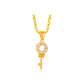 916 Gold Sparkling Key Pendant