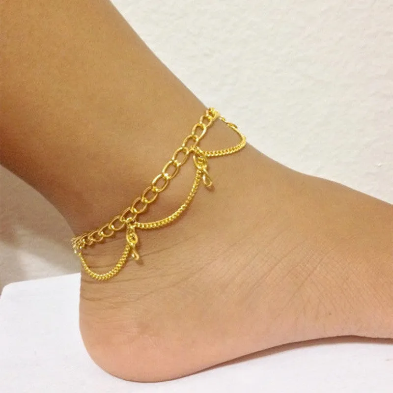 Aesthetic Simple Fashion Zinc Alloy Barefoot Anklets for Women