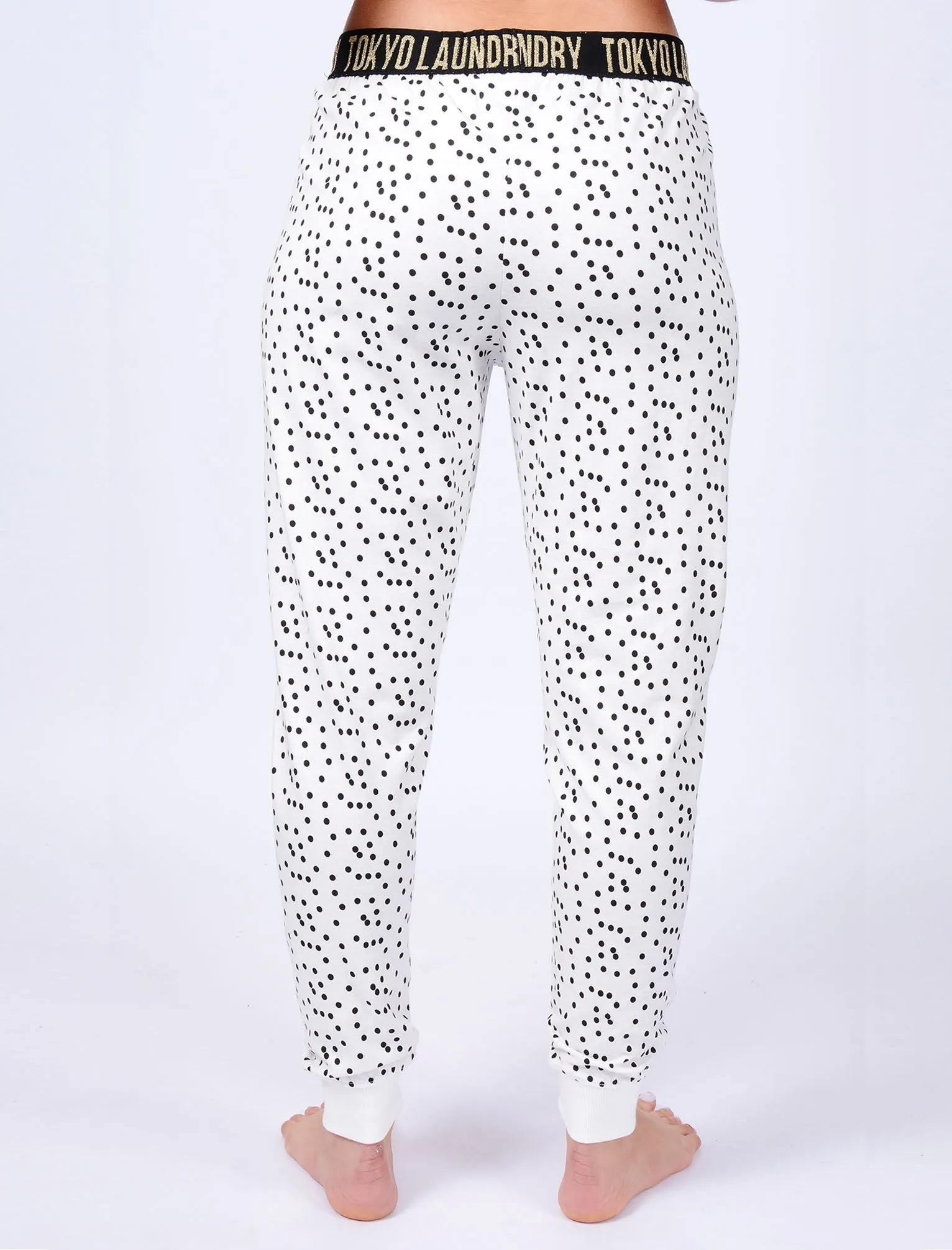 Alice Spot Print Cotton Lounge Pants in Ivory - Tokyo Laundry