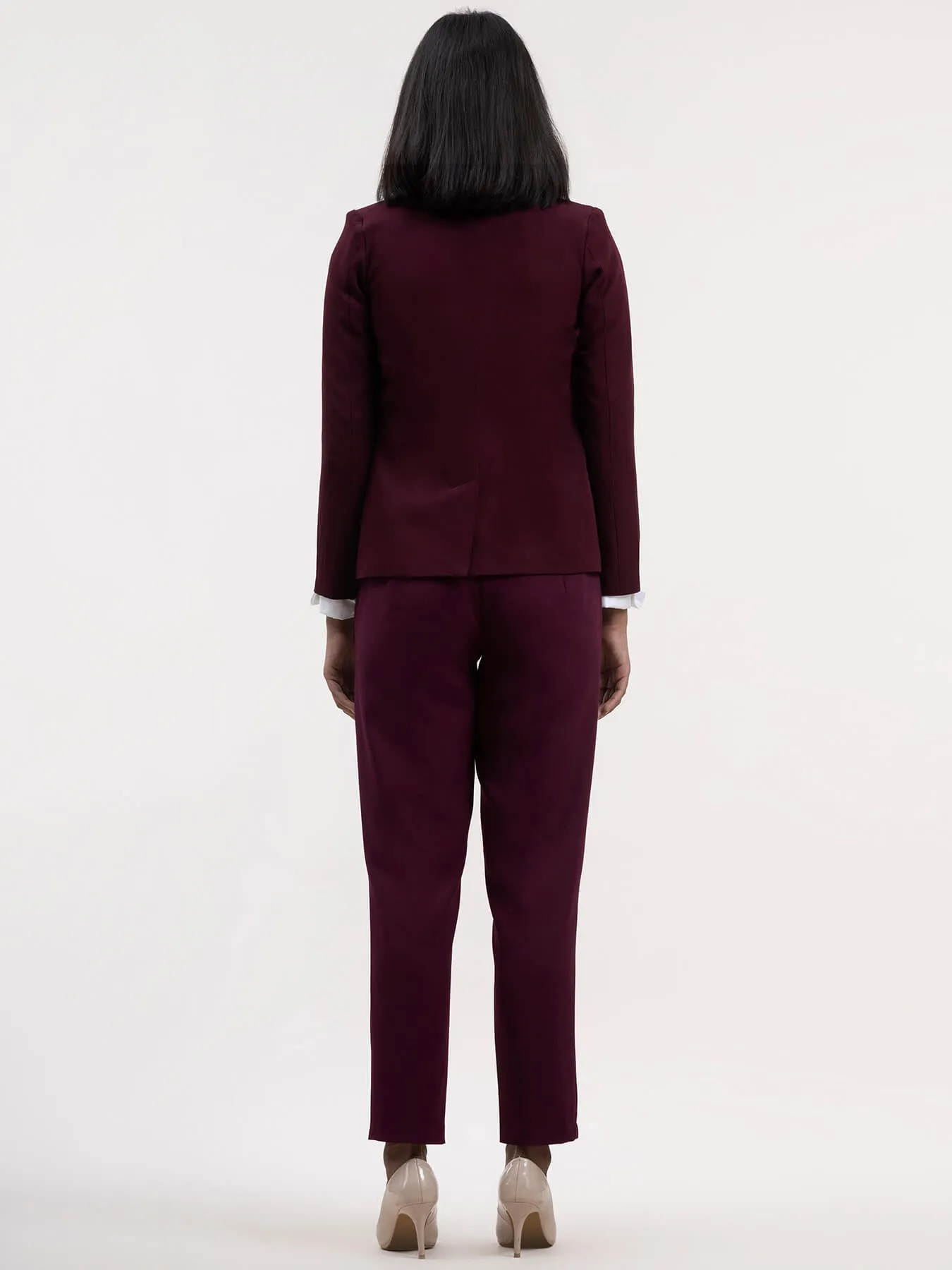 Blazer And Straight Fit Trousers Co-ord - Maroon