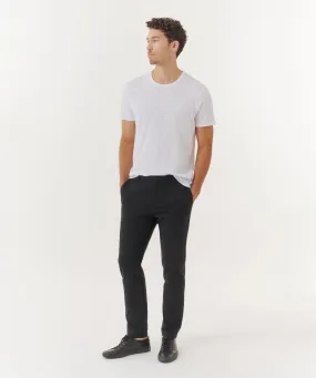 Cotton Twill Slim Pants - Black