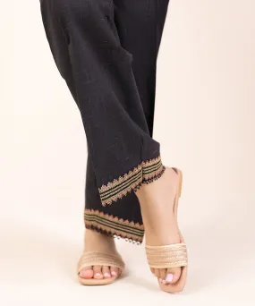 Embroidered Cotton Straight Pants