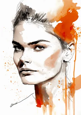 Fashion Portrait Sketch Wall Art Print #4