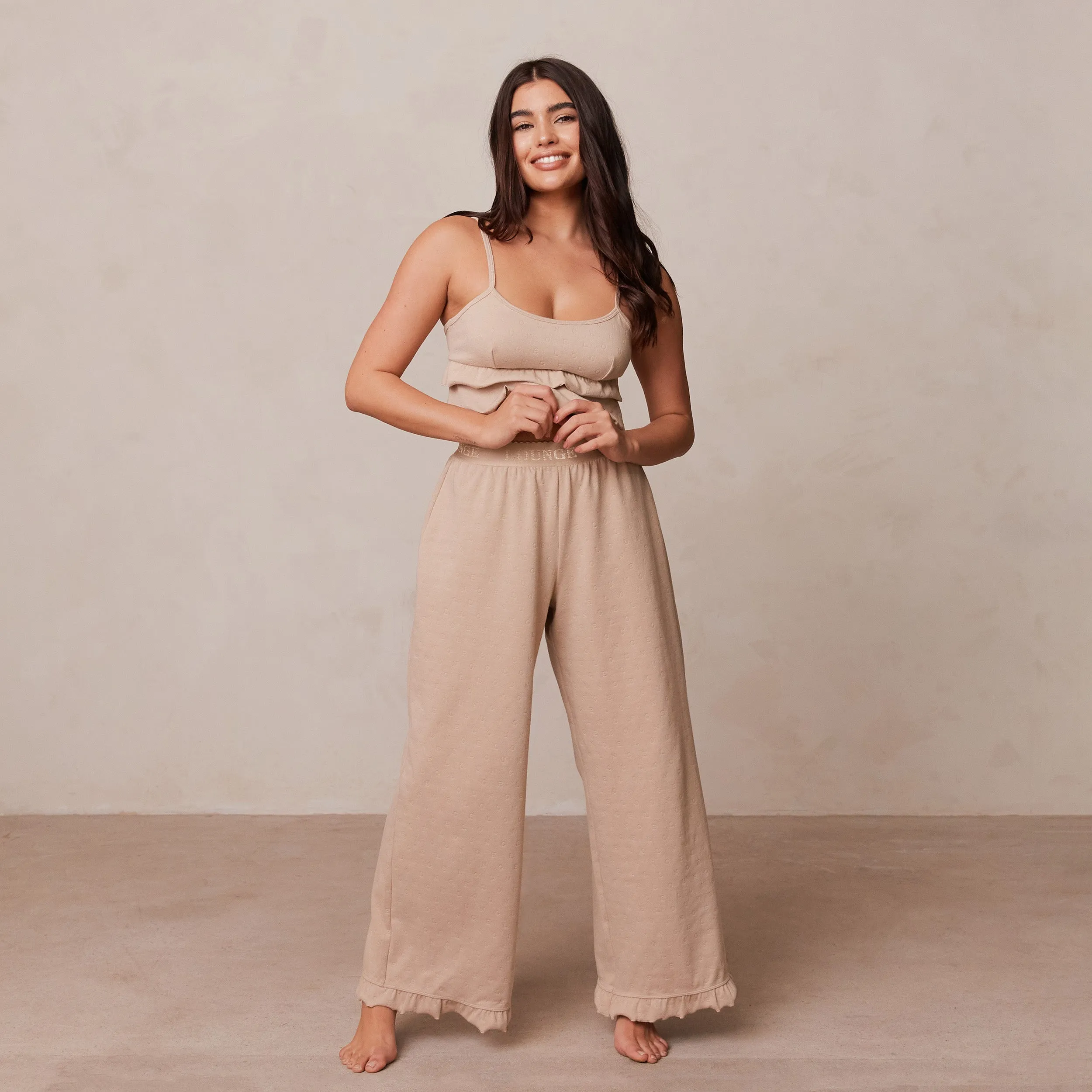 Frill Pyjama Trousers - Mink