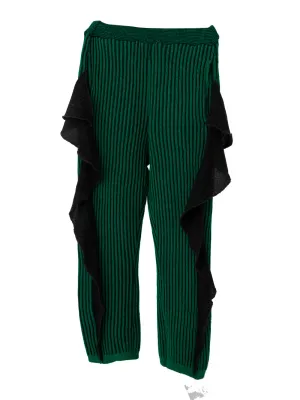 Green Frilled Rib Pants