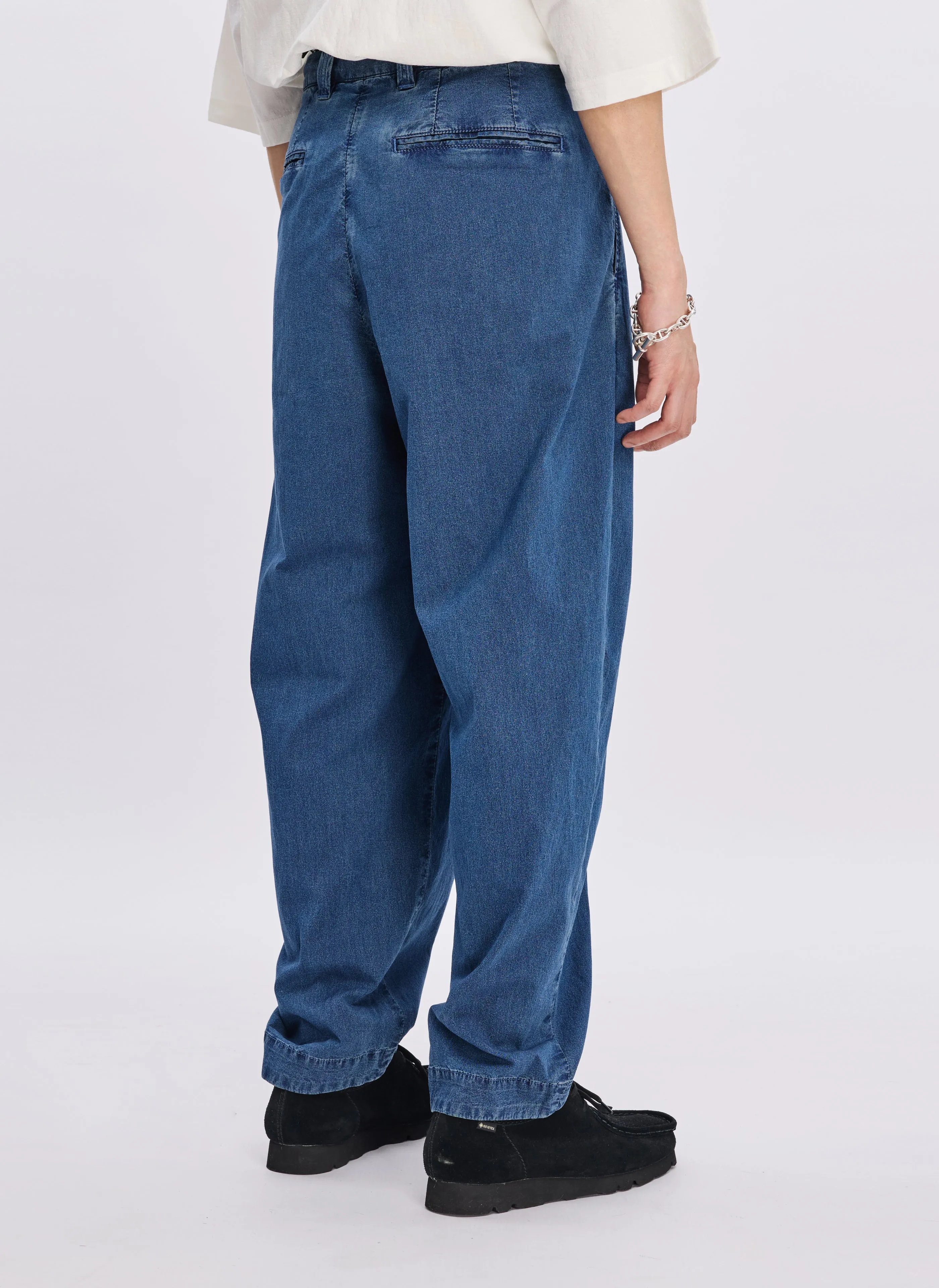 Indigo Dye Cotton Nylon Enzyme Bleach Washed Pants