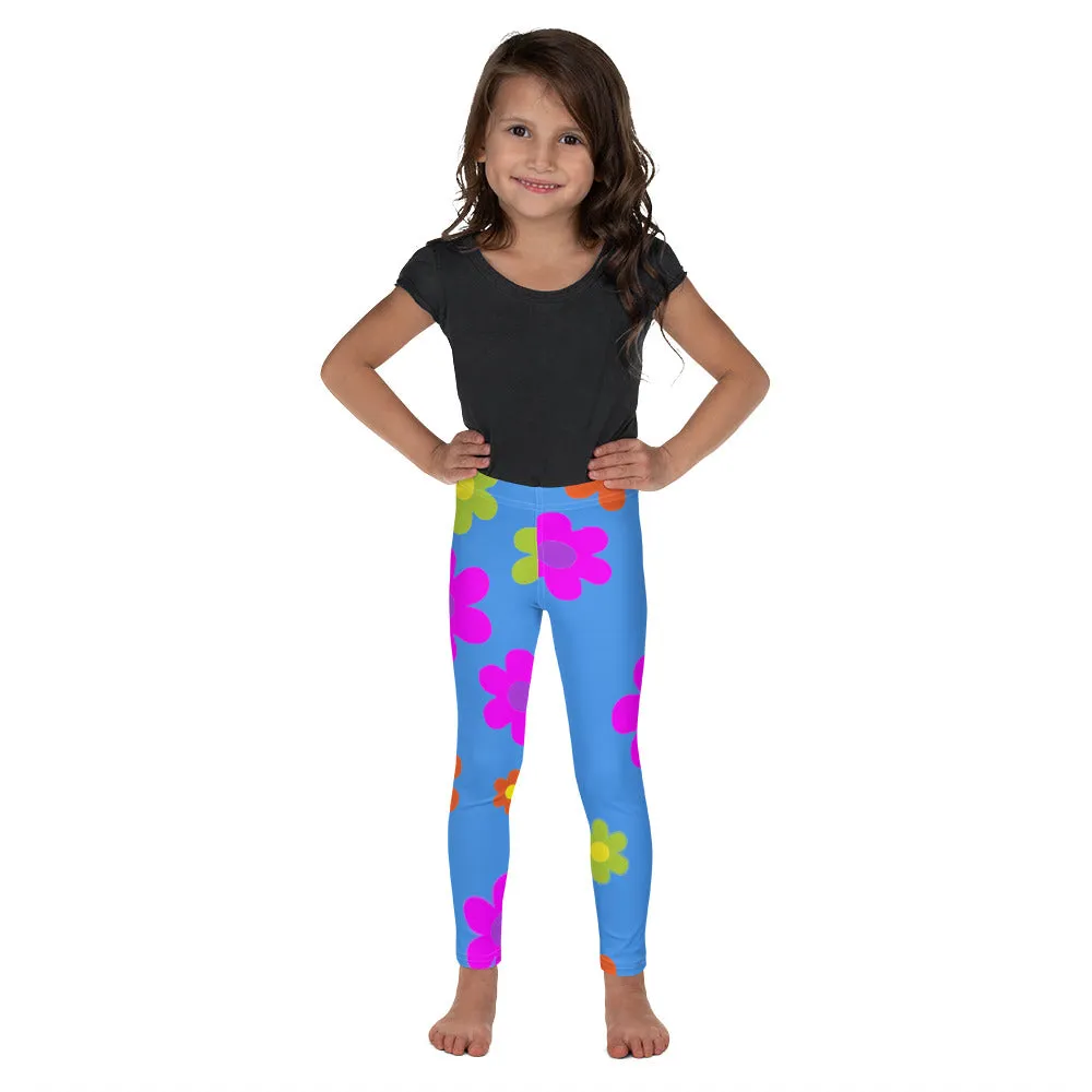 Kid's Leggings Retro Floral Blue