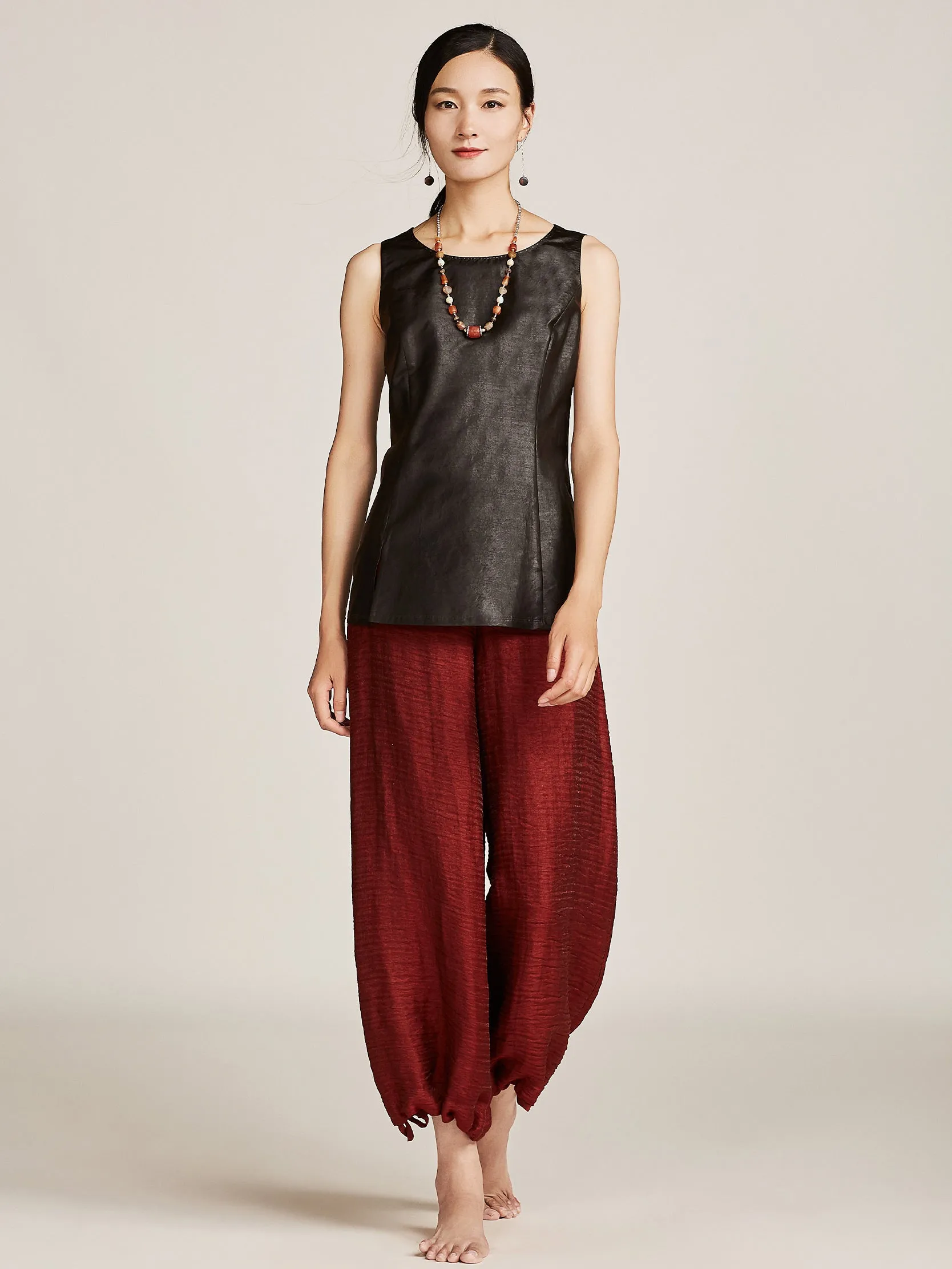 Linen-Silk Wide-Leg Trousers