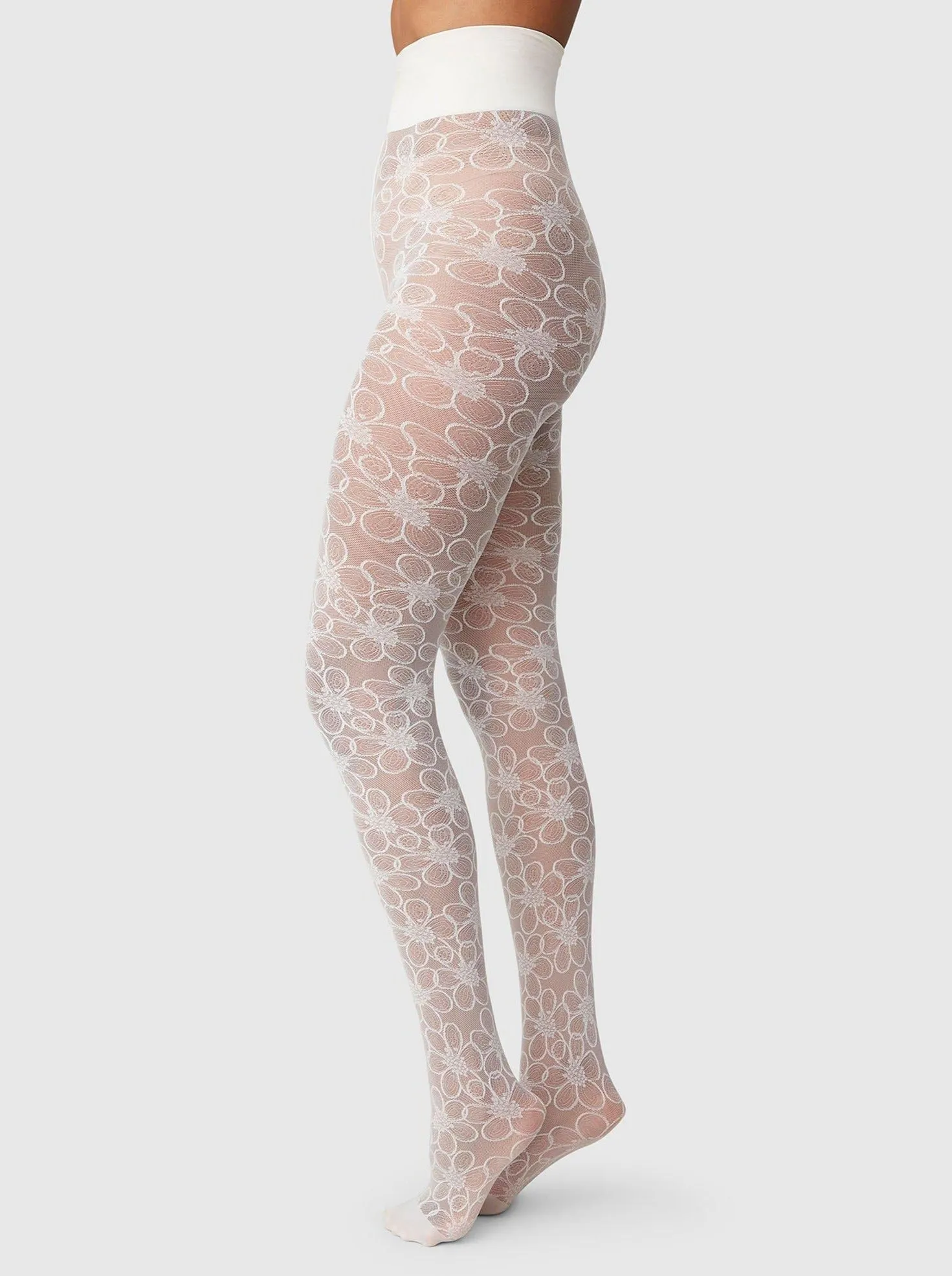 Maja Flower Tights - Ivory