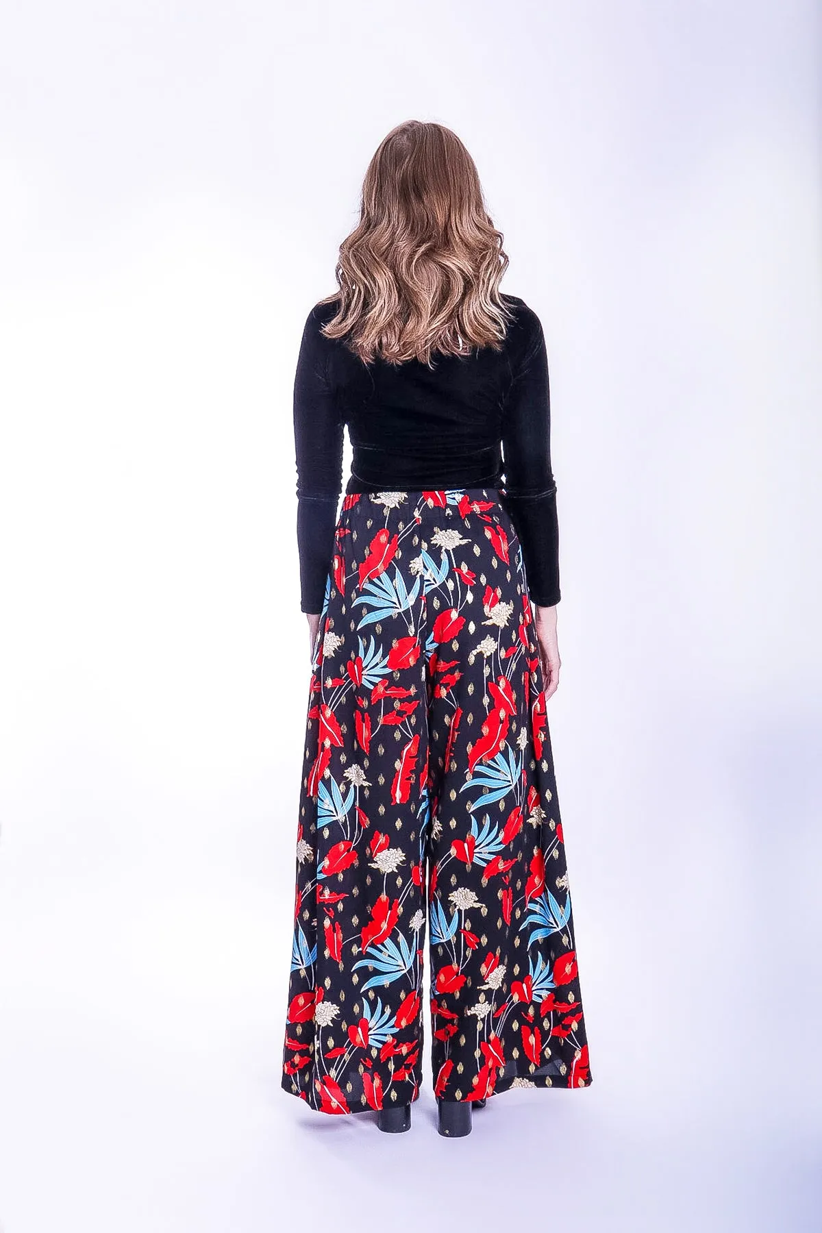 Mustique Maggie Wide Leg Palazzo Trousers in Floral Print