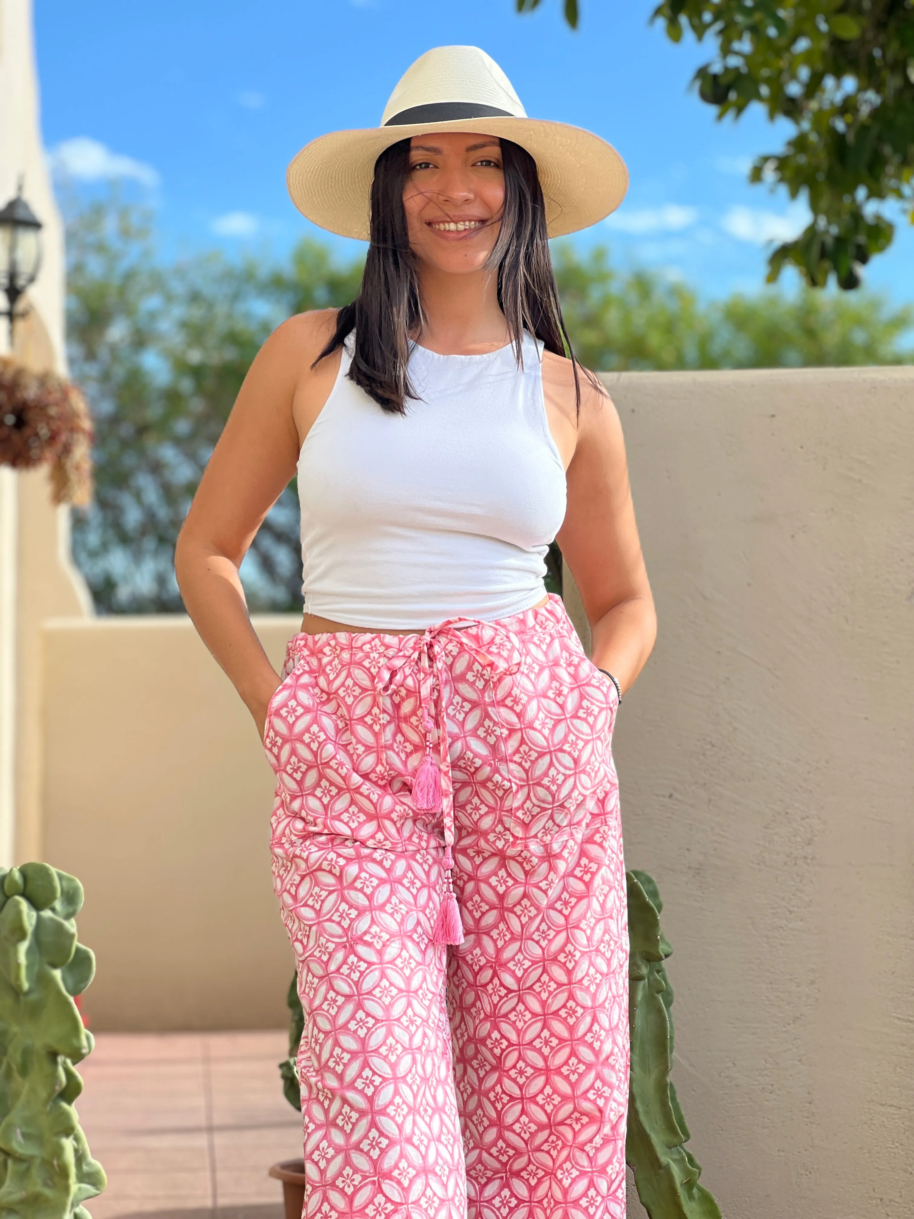 Nina Pink Cotton Lounge Pants