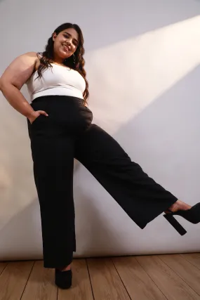 Plus Size Black Cotton Linen Pants