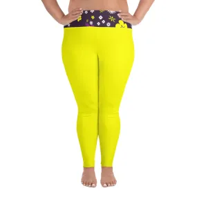 Plus Size Leggings Flowers Purple