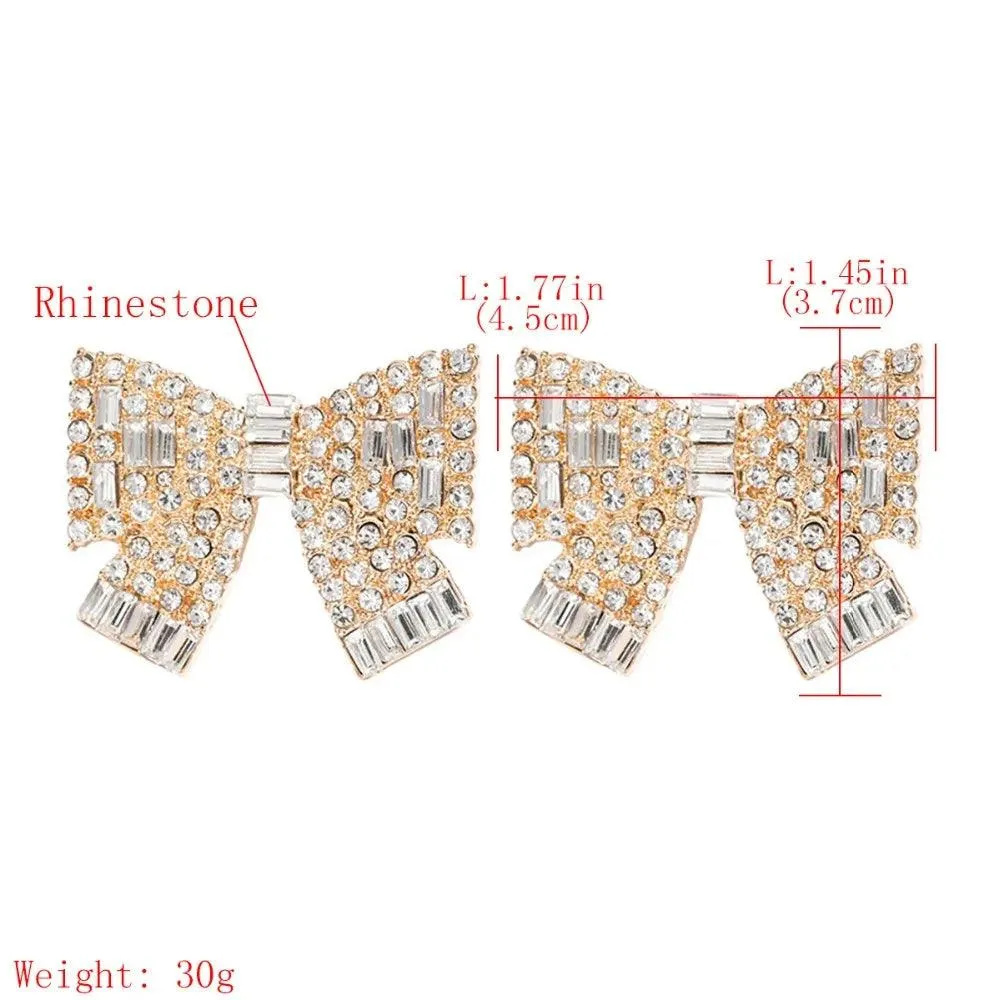 QAECJ5876 Big Earring Charm Jewelry - Fashion Rhinestone With Alloy Bowknot