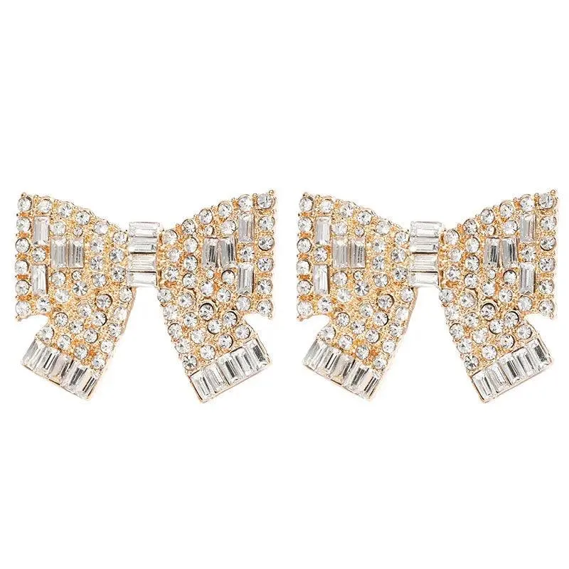 QAECJ5876 Big Earring Charm Jewelry - Fashion Rhinestone With Alloy Bowknot