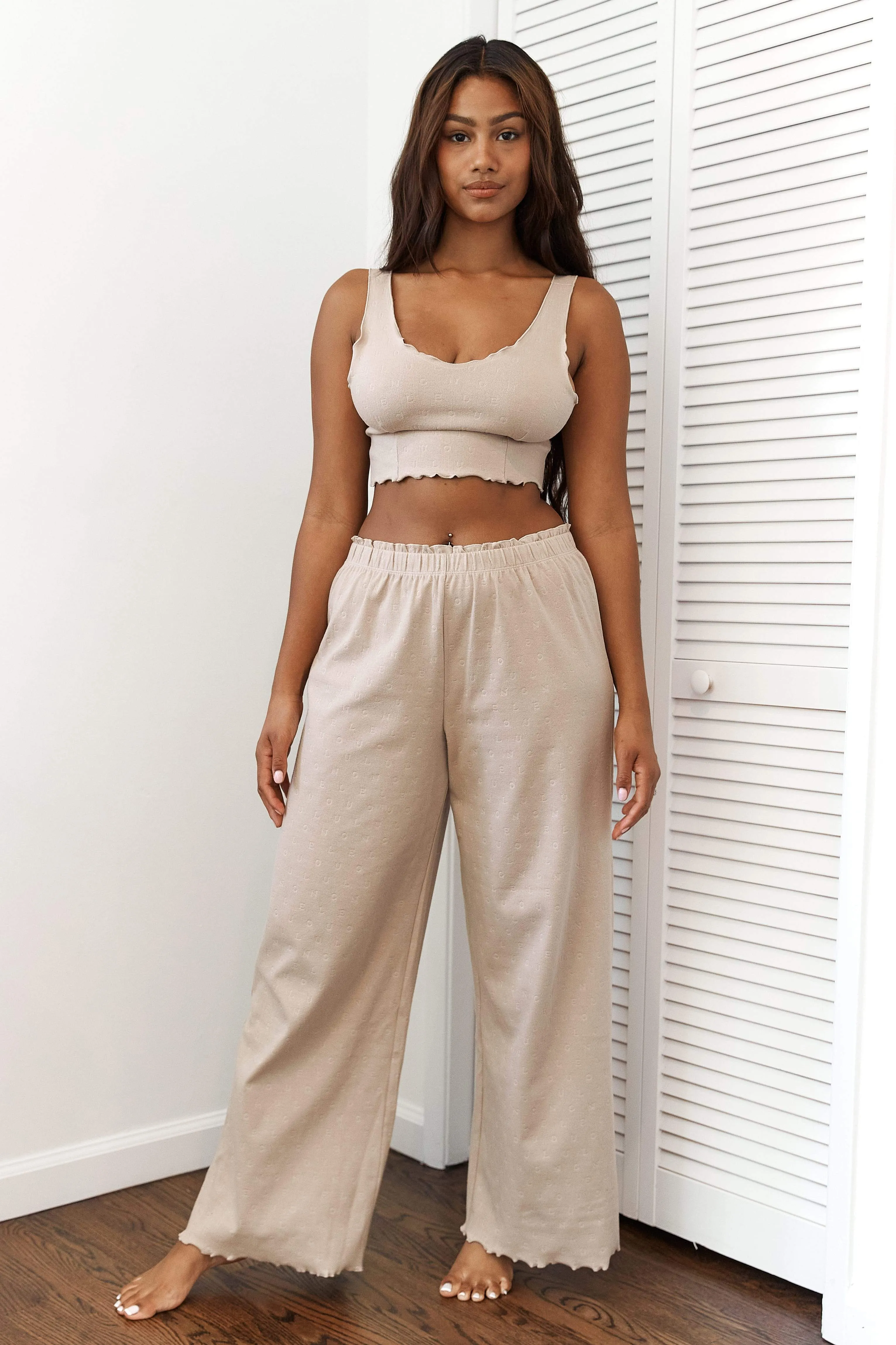 Ruffle Pyjama Trousers - Mink