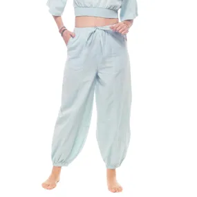 Sky-Blue Harem Pants for Women | 100% Cotton Yoga Harem Pants with Pockets | Loungewear for Women