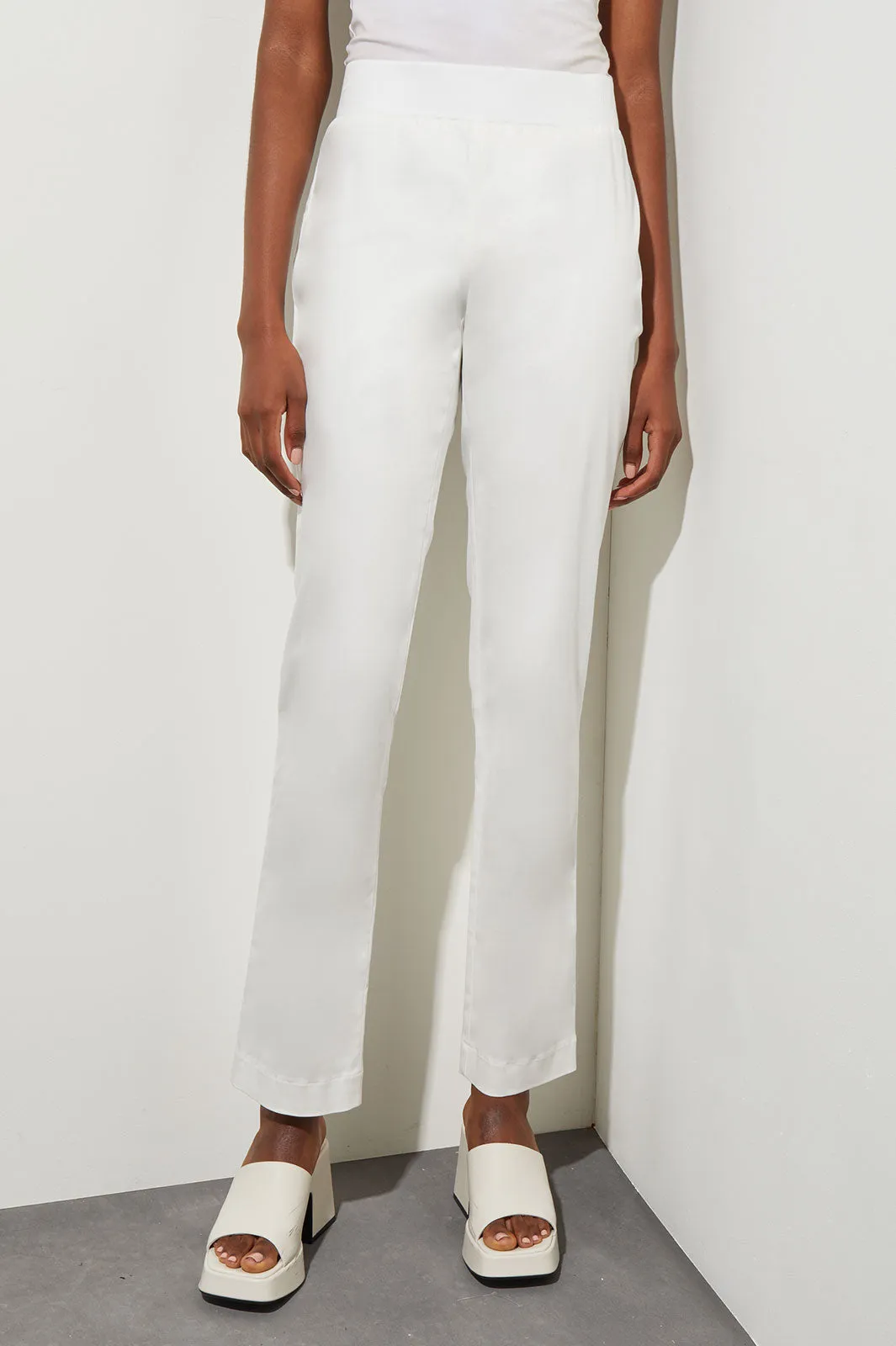 Stretch Cotton Tencel Straight-Leg Pants