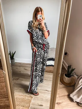 Two Piece Zebra Print Trousers Set