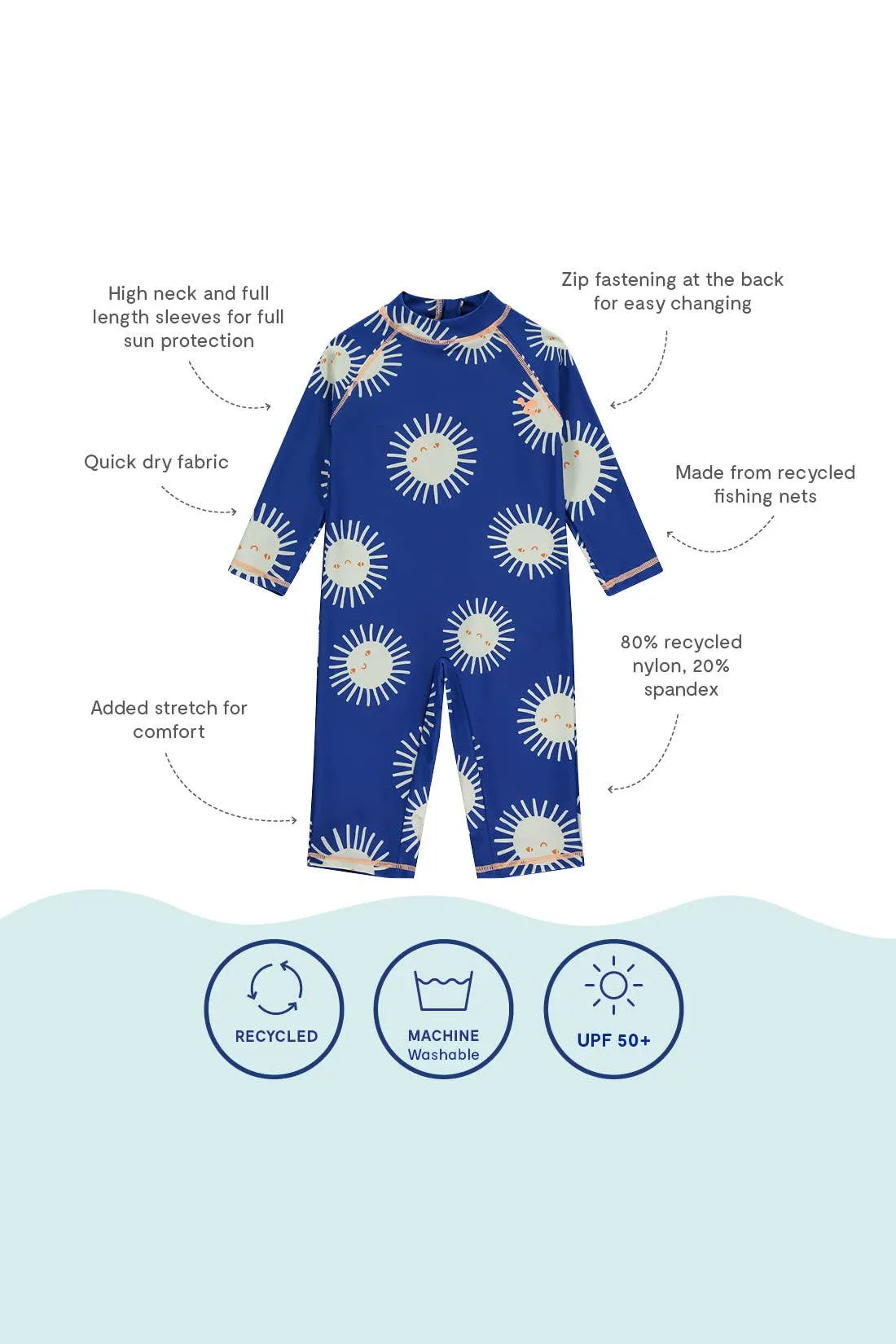 UV Protective Surf Suit Blue Sun