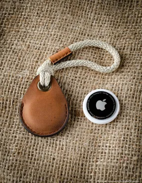 Veg-Tanned Leather AirTag Holder / Case / Key Tag | Classic Brown