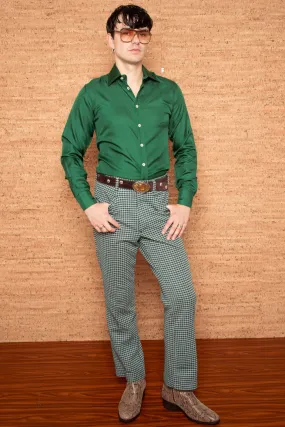 Vintage 1970s Mens Green Check Trousers