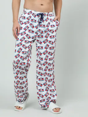 White Cotton Printed Lounge Pants