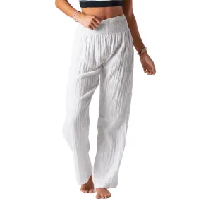 White Wide Leg Beach Cotton Pants