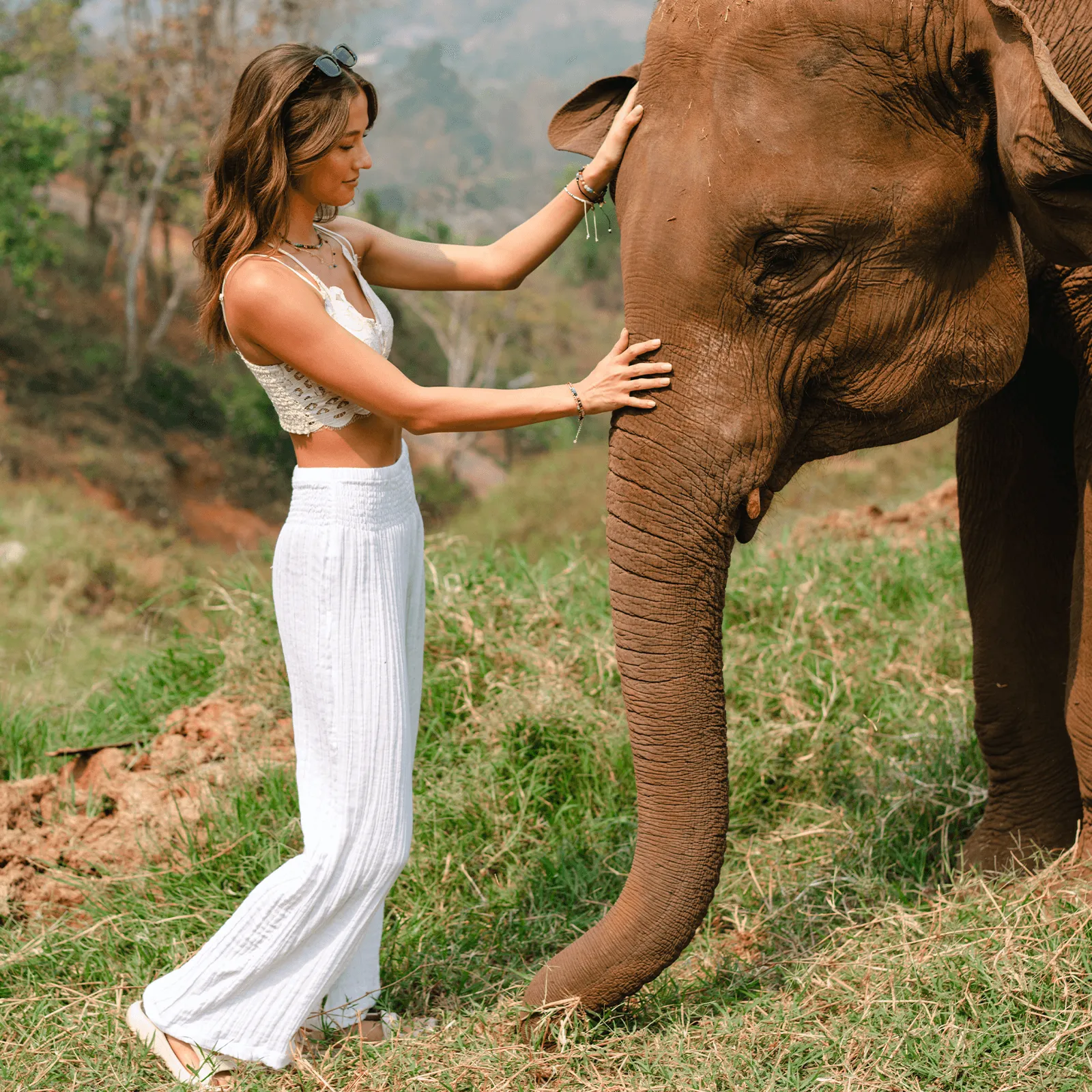 White Wide Leg Beach Cotton Pants