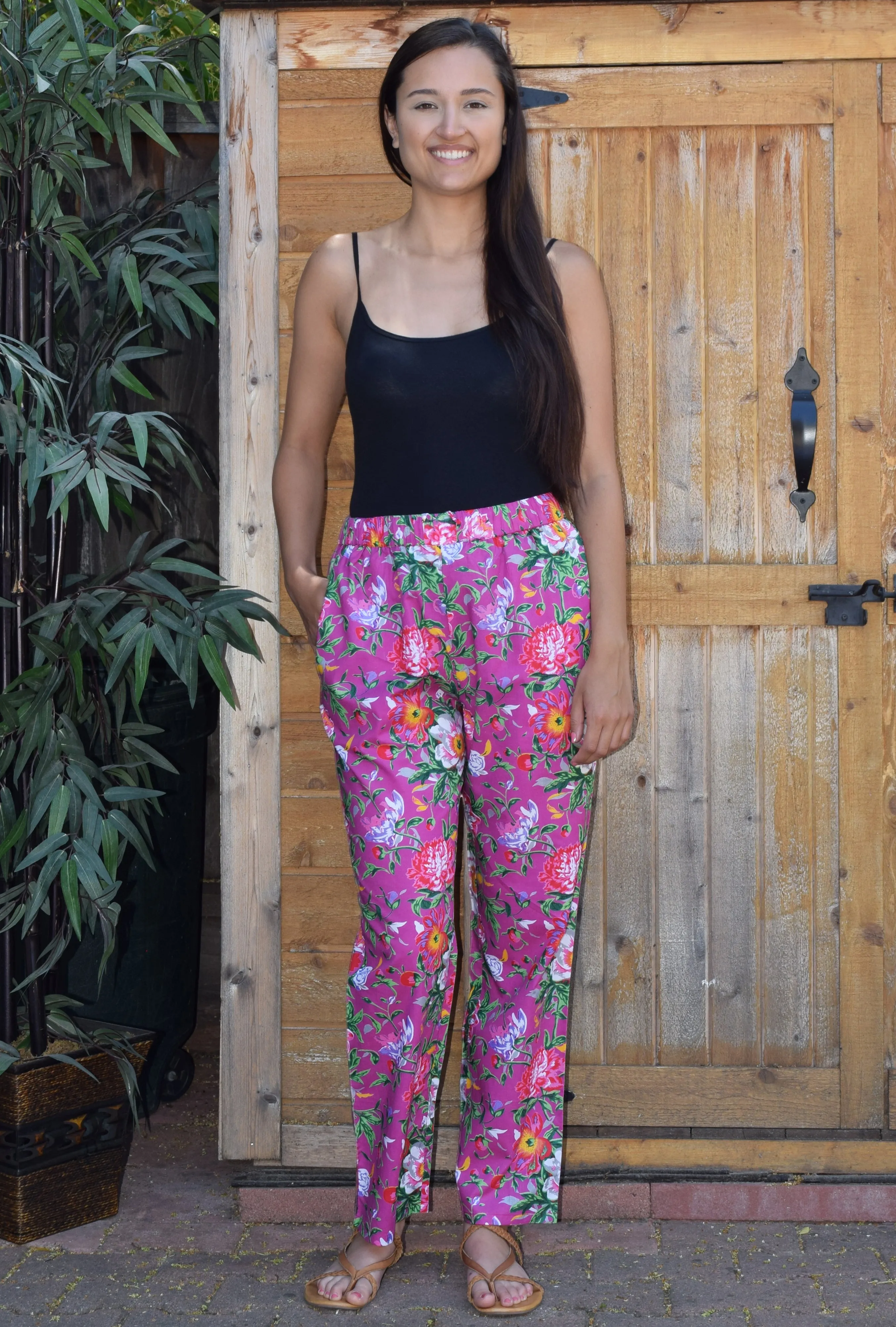 Zoe Floral Printed Pure Cotton Pajama Pants with Pockets